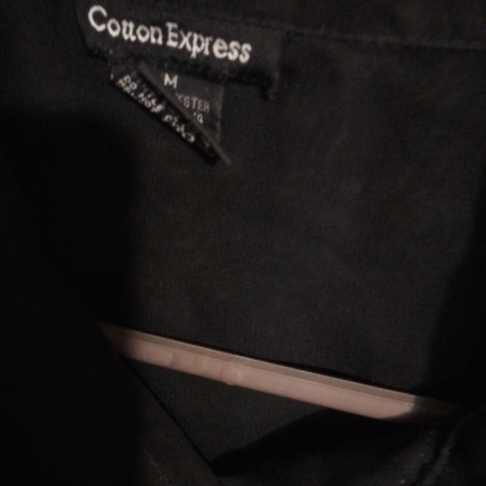 Cotton Express Black Blouse Size Medium 3/4 Sleeves Botton Down Exc Cond - Picture 5 of 5